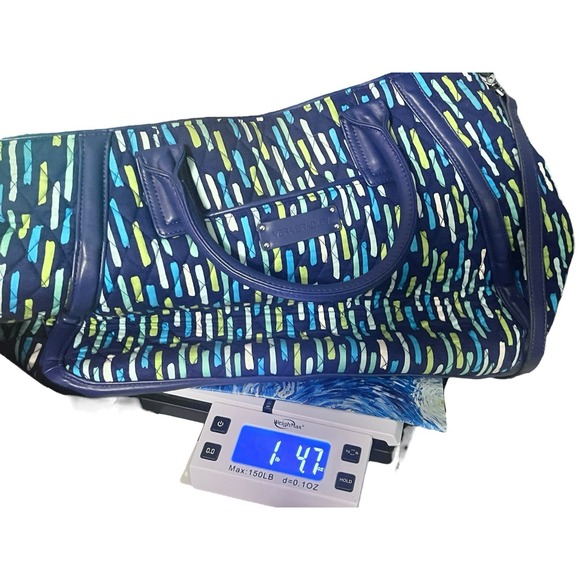 Retired Vera Bradley Rain Forest Tote Trapeze Shoulder Strap Blue L Preppy Boho - Picture 12 of 12